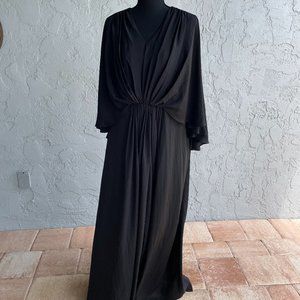 Aakaar Silk Crepe Maxi Dress - Black - Size XL